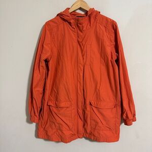 Eileen Fisher Vibrant Orange Lined Anorak Jacket size L Classic Casual Travel